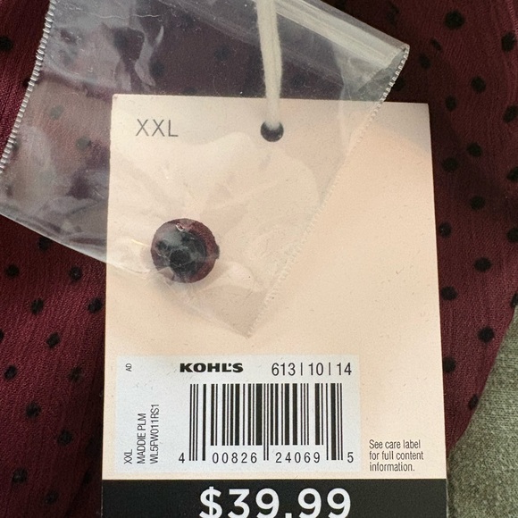 LC Lauren Conrad Burgundy Polka Dot Blouse - Picture 4 of 4